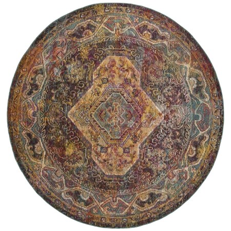 Safavieh Crystal Power Loomed Round Area Rug Teal & Rose - 7 x 7 ft. CRS514T-7R